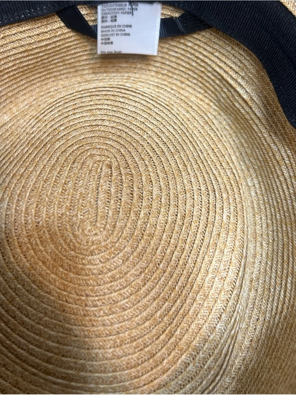 Women's Tan Straw Boater Hat with Black Band